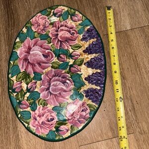 hand-painted ceramic Lesal floral serving platter, handcrafted  box n